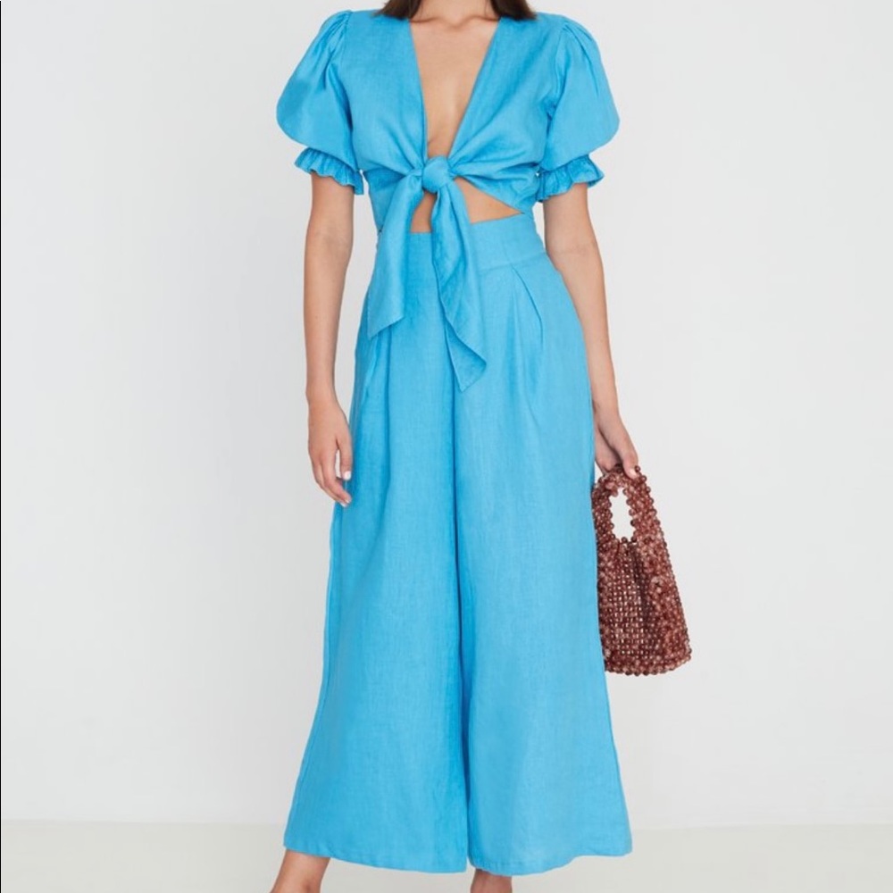 Faithfull Meridian Wide Leg Pants in Topaz